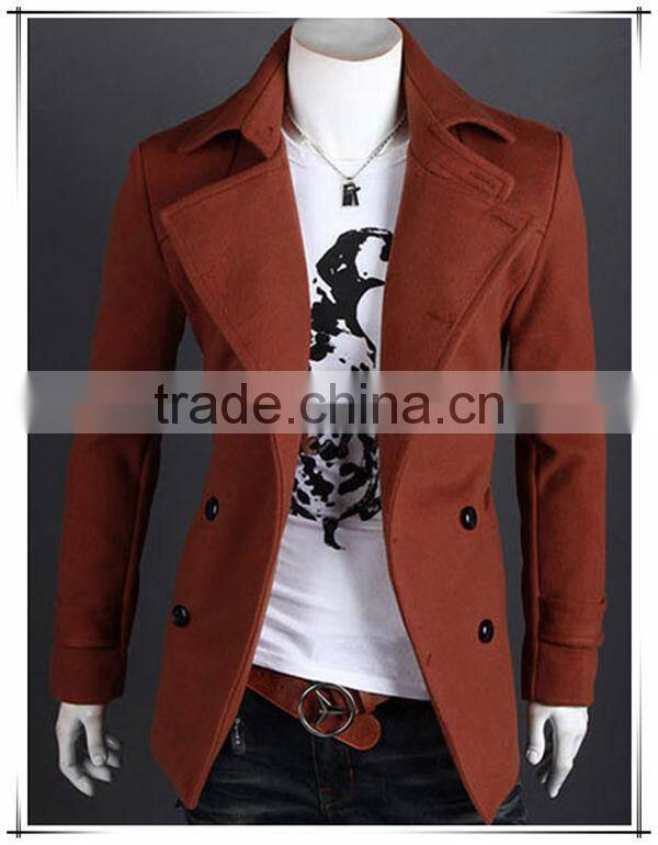 Spring and winter new design casual double breasted mens wool trench coat