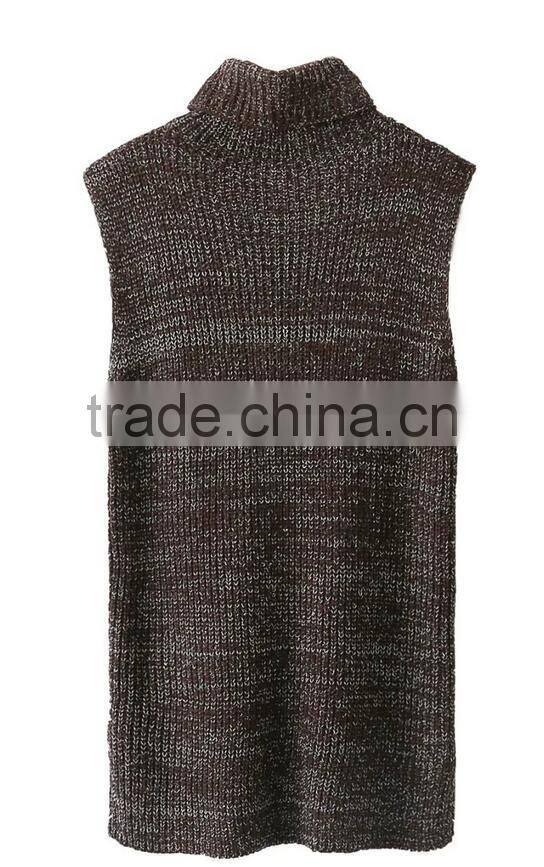 EY0868S Wholesale Women Sweaters and Pullovers Turtleneck Sleeveless Knitted Sweater Autumn Pullover Sexy Women Sweaters
