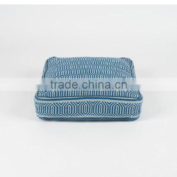 Navy Blue and Light Blue Geometric Square Dog Bed