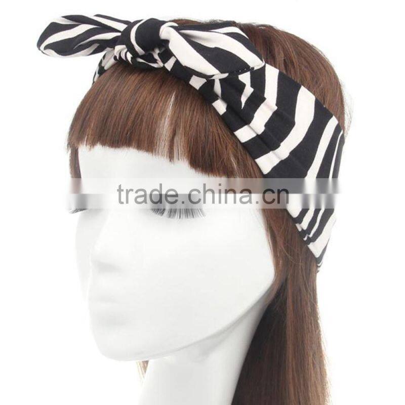 Fashion Zebra And Leopard Cotton Elastic Headband,Bow Knot Headband