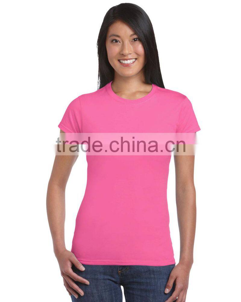 wholesale good quality pure cotton bulk women round neck plain t shirt