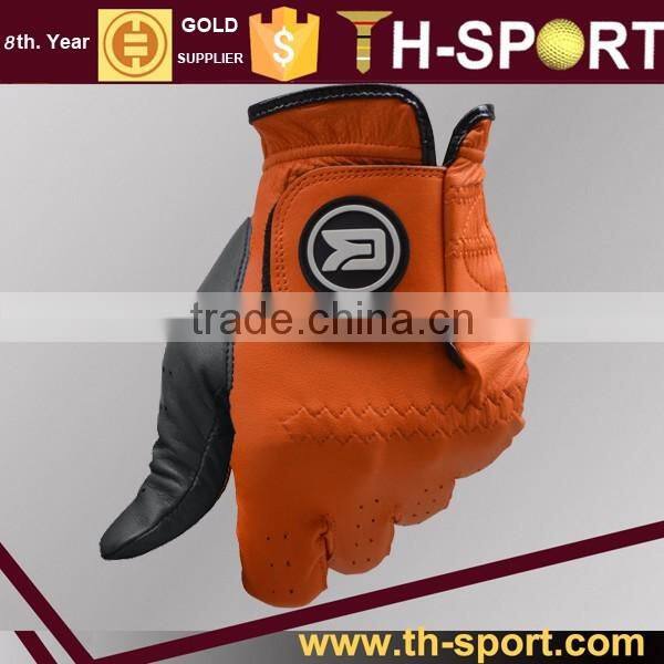 Orange Black Men's Cabretta Leather Regular Golf Glove