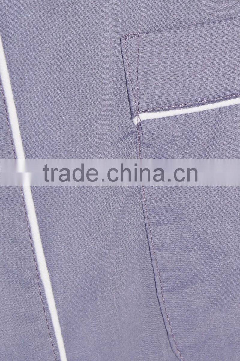 High Quality Soft Shirt and Shorts Pajamas Set with Buttons Fastening and Ribbon through Waist