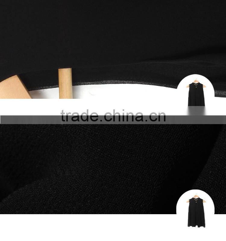 Most fashionable smooth cut women black 100% polyester shirt custom pure color sleeveless shirt in guangzhou