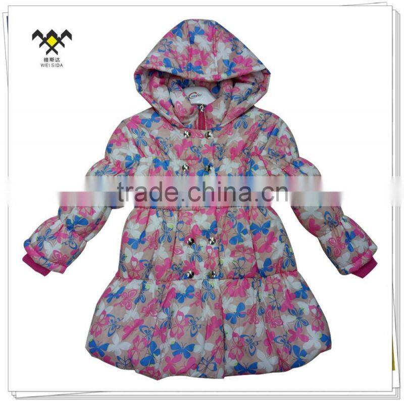 Fujian factory high quality printing packable quilted girl jacket