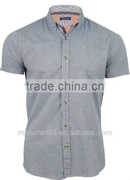 Mens Short Sleeved Chambray short sleeve Work Shirt