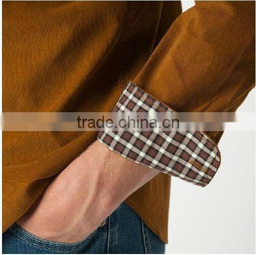 men's 100% cotton long sleeve button down corduroy casual shirt