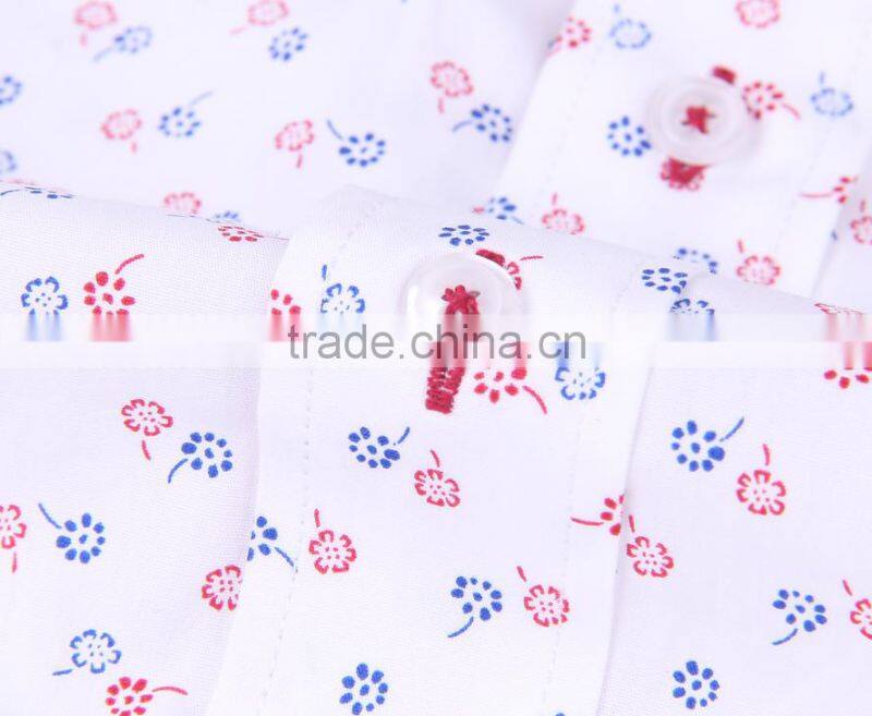 2017 latest men's long sleeve button-down collar slim fit shirt with contrast collar and cuff