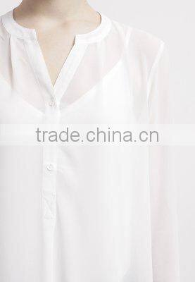 Basic long section white t shirt long sleeve fashion casual tunic