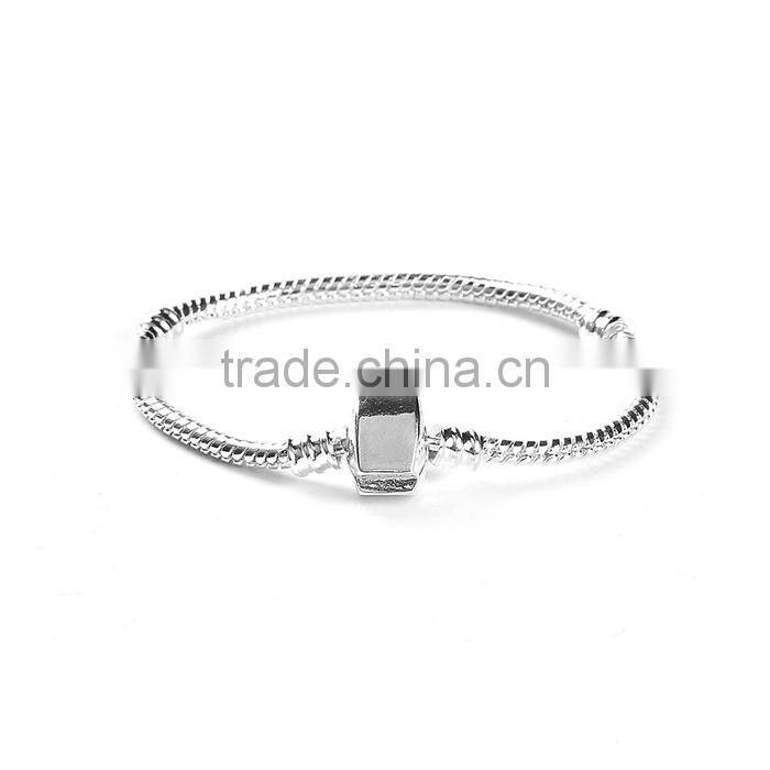 Copper European Style Snake Chain CharmBracelets Silver Plated