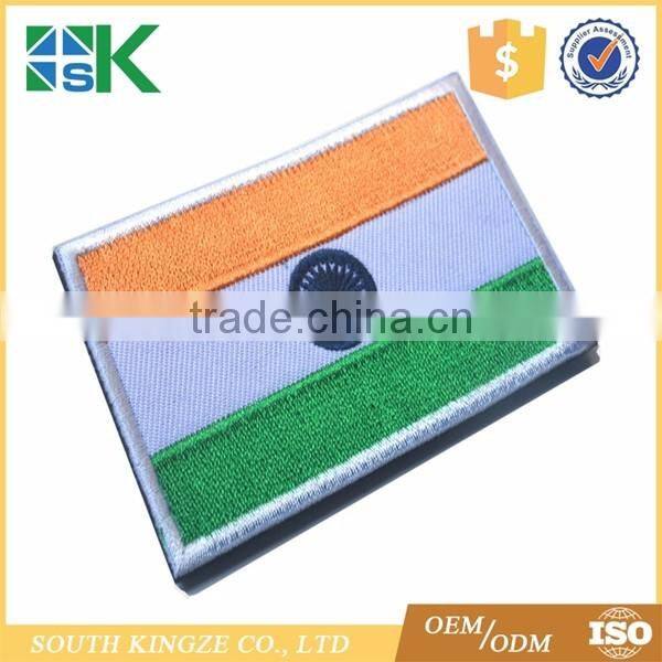 Custom design Bulk T-Shirt iron-on Backed Country Flag Cheap Woven india flag sticker patch