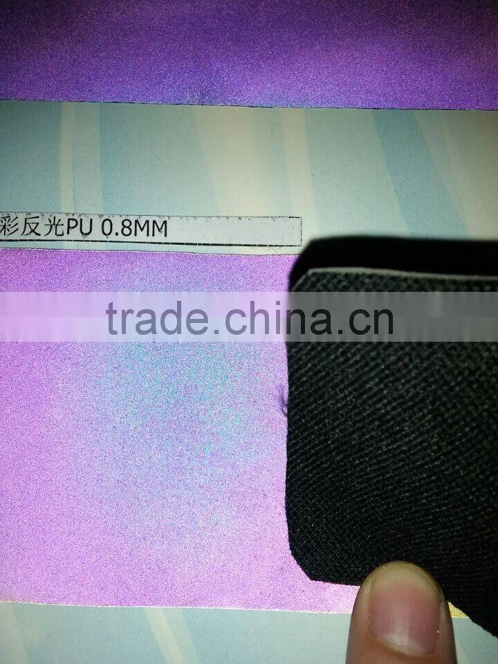 2016 popular 0.6mm rainbow reflective pu fabric for backpack