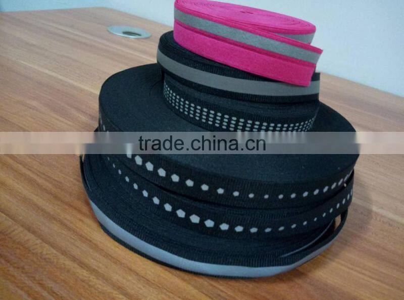Silver dots polyester custom printed reflective nylon webbing