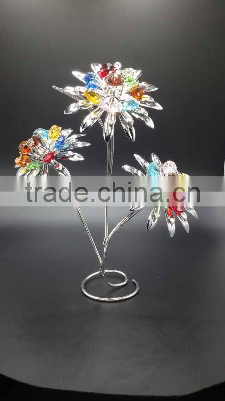 k9 crystal flower with golden plated