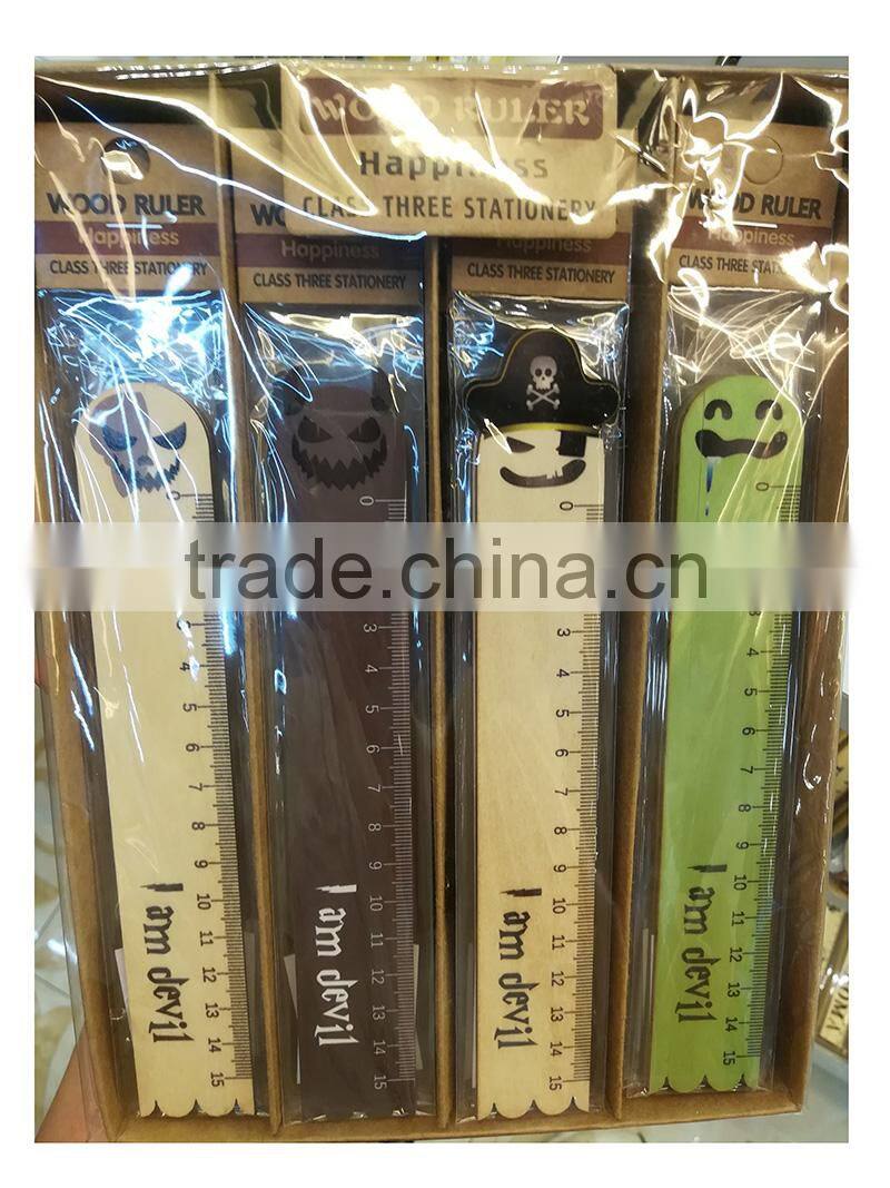 Novel promotional cute creative customs bear rabbit shape wooden ruler