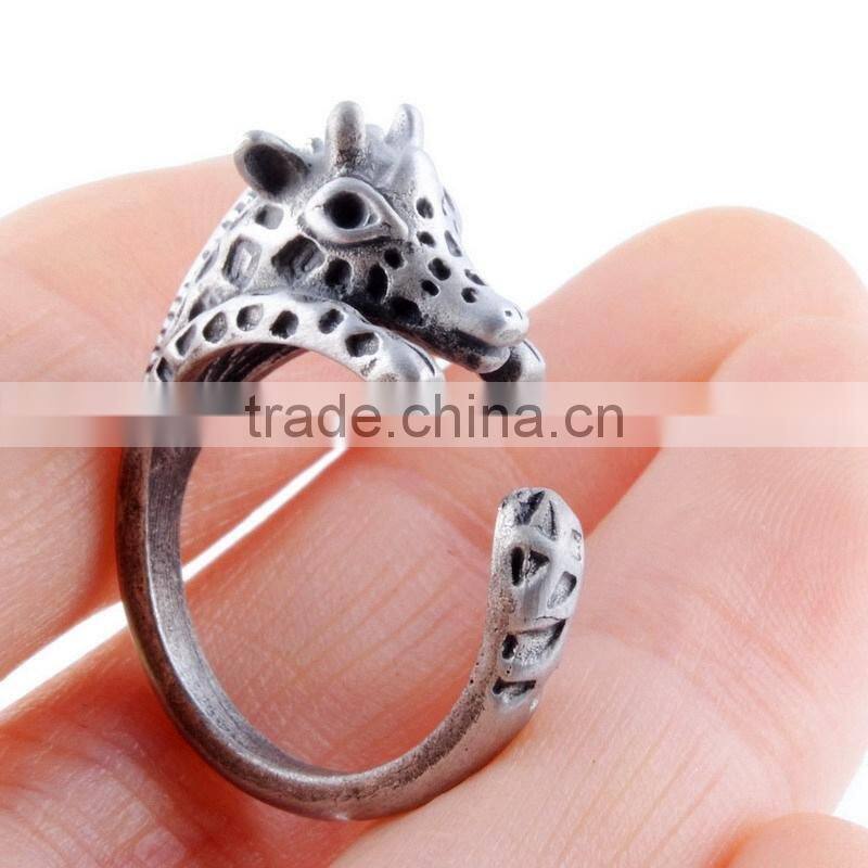 Giraffe Rings Animal Wrap Rings vintage jewelry Adjustable Retro Ring for Women Resizable