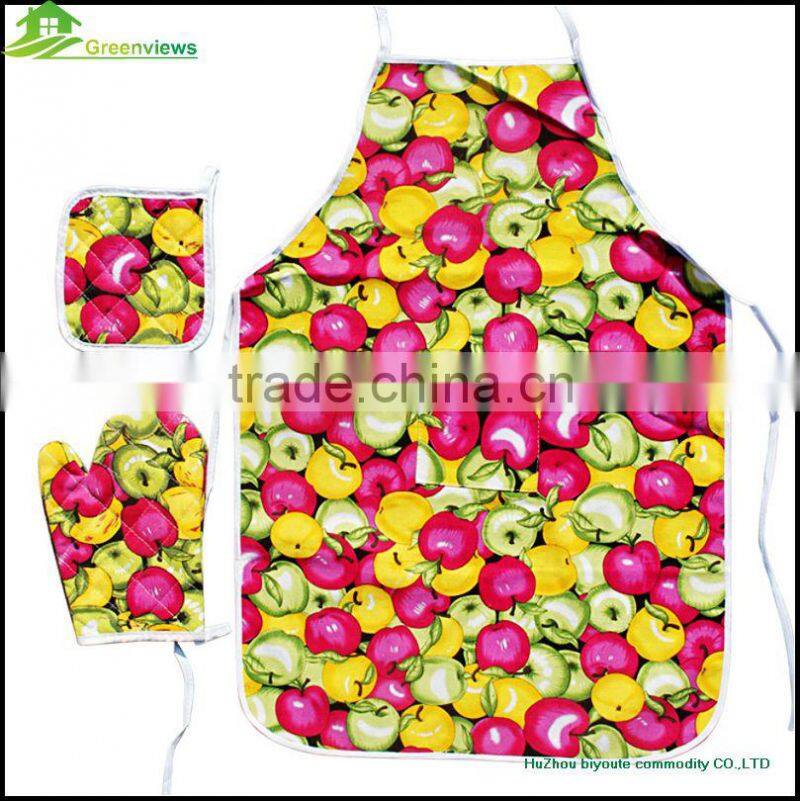 Kitchen apron oven mitt set apron set christmas towel&kitchen set&pot holder 3pcs/set