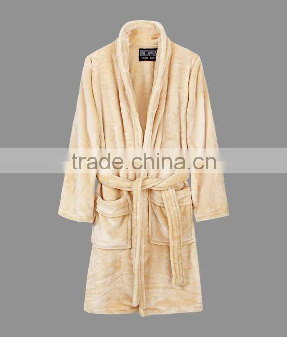 Microfiber Plush Fleece Bathrobe for Men and Women