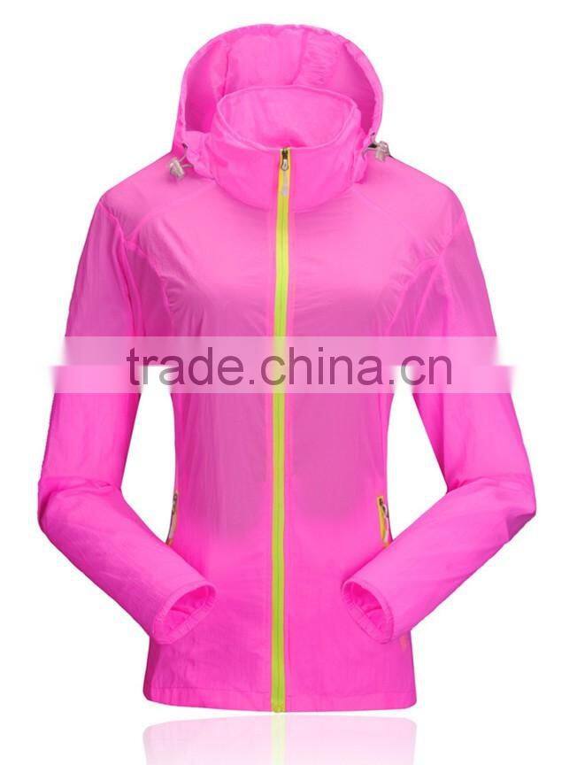 2016 Blue Quick Dry Hooded Mens Nylon Windbreaker