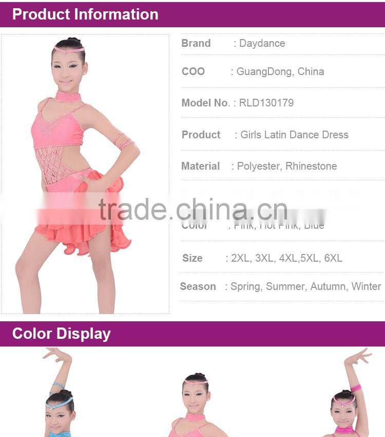 Teen Girls Multi-Straps Latin Dance Wear Kids Ballroom Latin Competition Dress