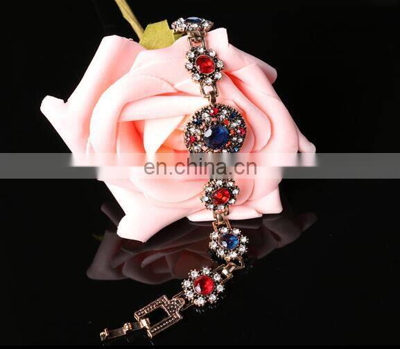 Sterning Antique Bracelet Ruby & Sapphire Bracelet Rhinestone Flower Bracelet