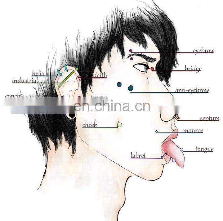 G23 Solid Titanium Curved Barbell eyebrow ring piercing body jewelry with Spikes