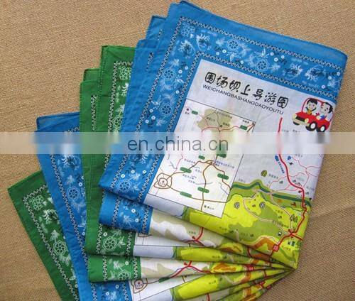 multi-styles promotional advertising customized printed map handkerchief