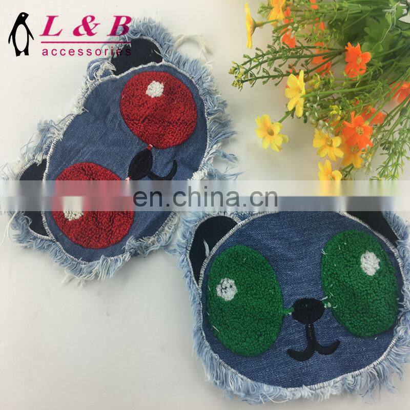 New design wholesale towel embroidery patch with denim