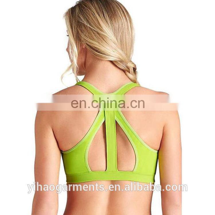 Yihao new design custom nylon/spandex dry fit womens gym wear, sport wear, fitness wear sexy yoga bra