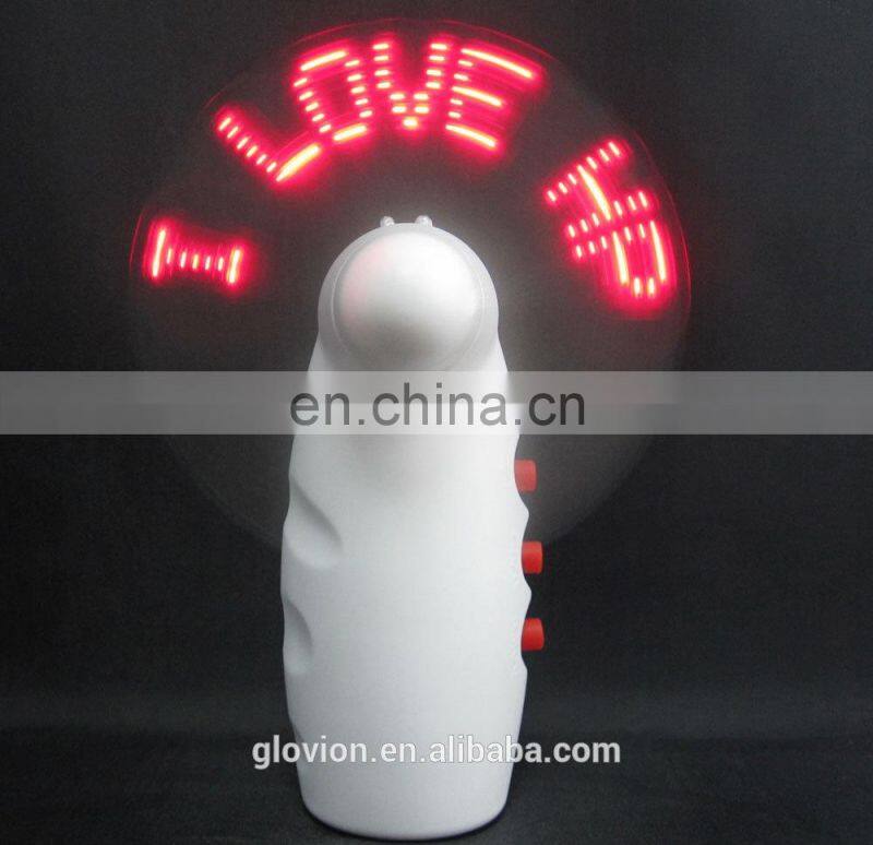 NEW arrival led mini fan flashing light fan programmable led message handheld fan