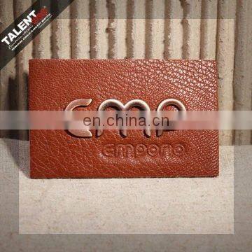 custom private metal casting brand logo label leather patches for jeans