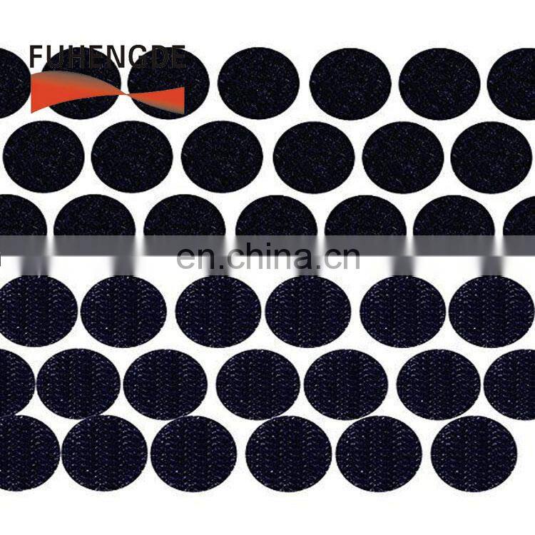 good quality 10mm 20mm 25mm diameter sticky back hook loop dots roll