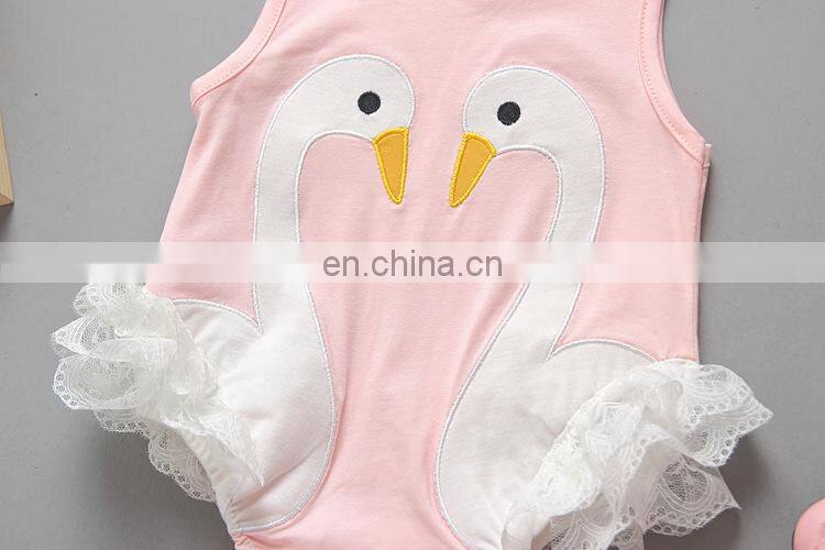 Fashion Swan Lace Summer Princess Cotton Newborn Baby Romper