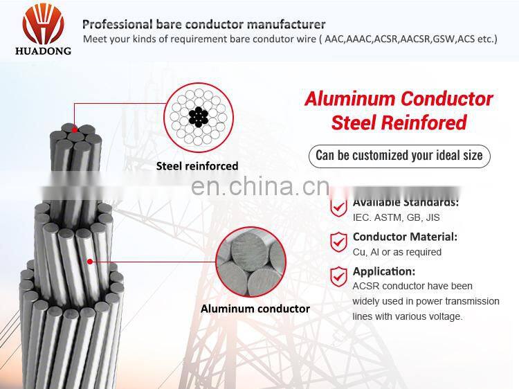 Huadong 3.35mm/4.72mm cable acsr bear/dog conductor sizes
