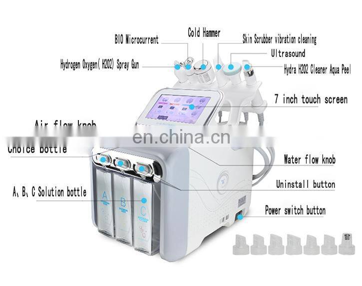2018  H2O2 6 in 1 deep clear hydrodermabrasion aqua facial oxygen jet peeling machine
