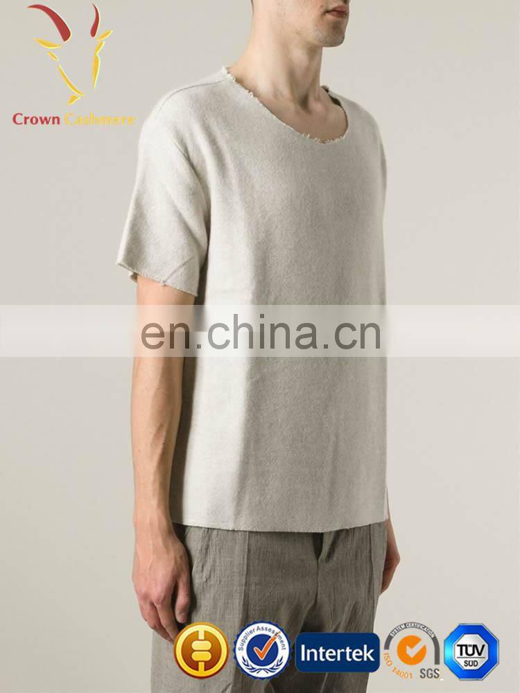 Men's Cashmere/silk Blended Sweater With Short Sleeves