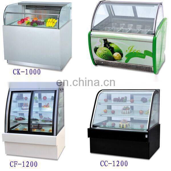 R-shape commercial cake display refrigerator showcase with 2 layers