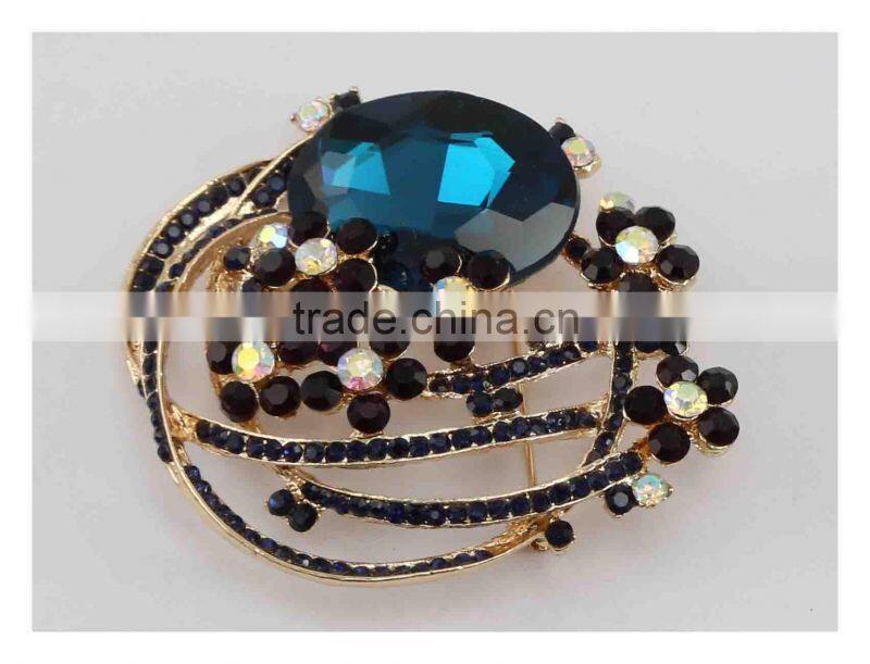Funny fashion shiny golden brooch with stone
