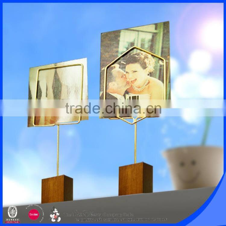 Cube wood base metal wire notes holder