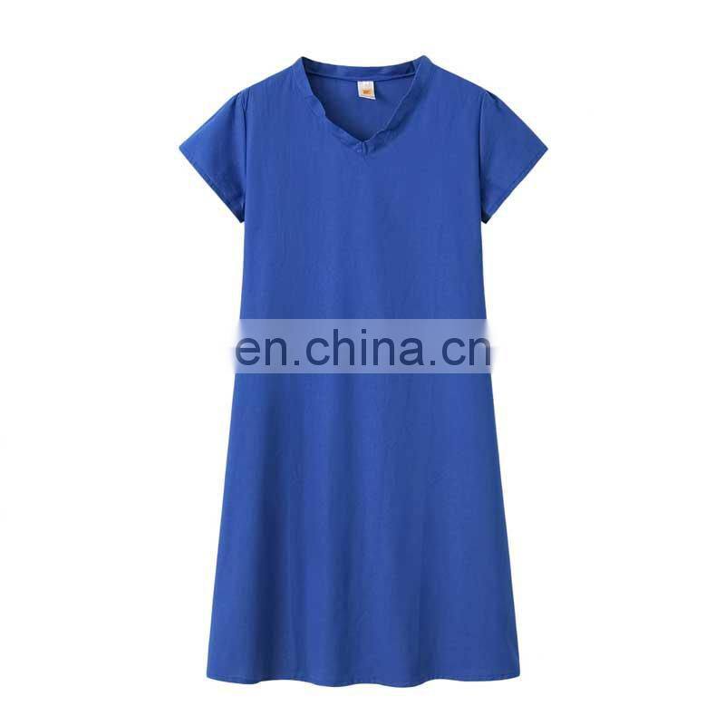 Custom LOGO Women Summer T-shirt Dresses Casual Loose Swing Flare Short Sleeve Beach V-neck Plus Size Tank Tops Dress S-5XL