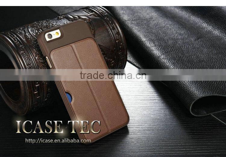 Business Leather Card Slots Matte Stand Mobile Phone Case Cover for iPhone 6 4.7inch