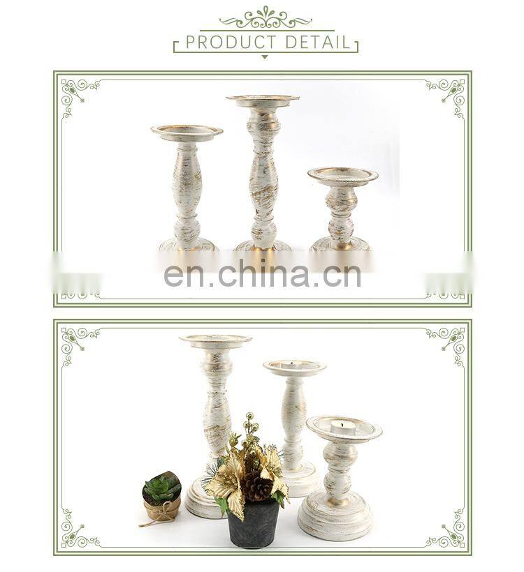 K&B high quality christmas iron metal pure white noble church prayer metal candlestick candleholder