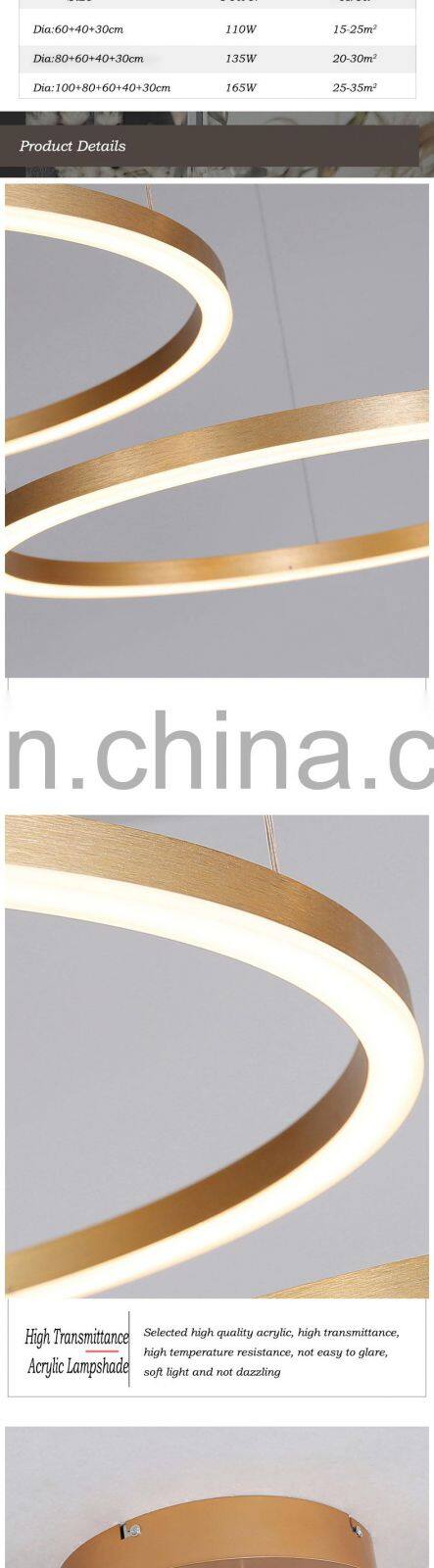 Wholesale Price Residential Decoration Circle Rings Acrylic Modern LED Chandelier Light