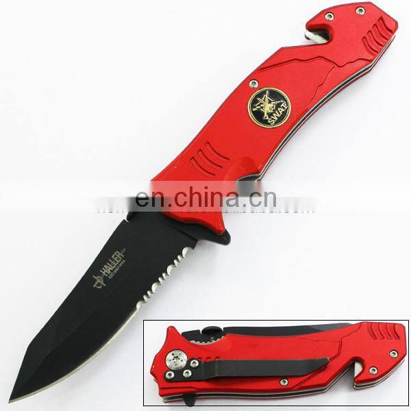 8 Inch Stainless Steel Rescue Pocket Knife With Aluminum Handle