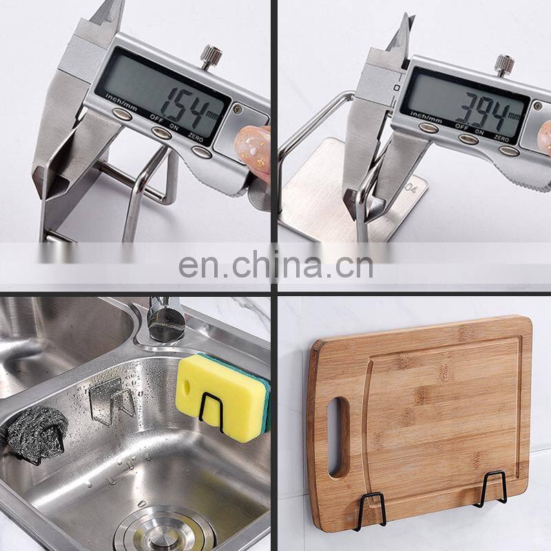 304 Stainless Steel Sink Sponges Holder Self Adhesive Drain Drying Rack Kitchen Wall Hooks Accessories Storage Organizer