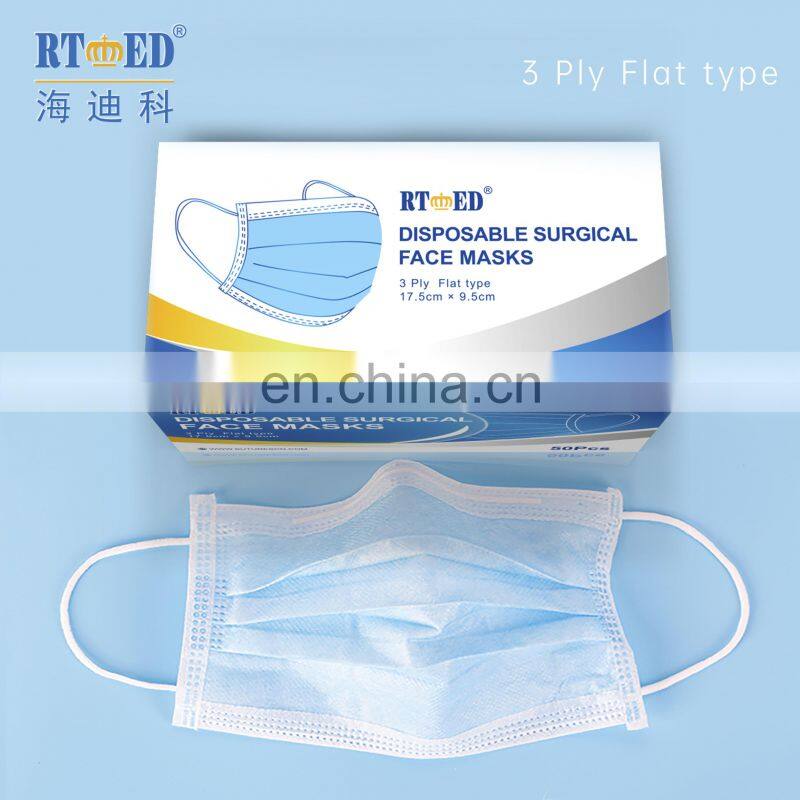 Disposable medical surgical face mask TYPE IIR 3ply earloop non-woven CE exporting white list EN14683:2019