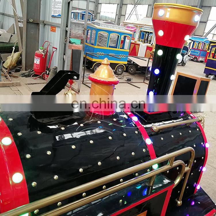 Professional amusement tourist trackless train rides park electric train for sale