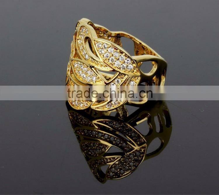 Latest Design Party Dress Cubic Zirconia Chunky Big Size Women Gold Wedding Ring