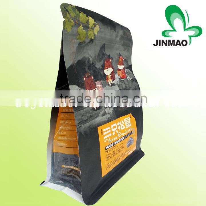 8 sides sealed snack packaging for candy with zipper