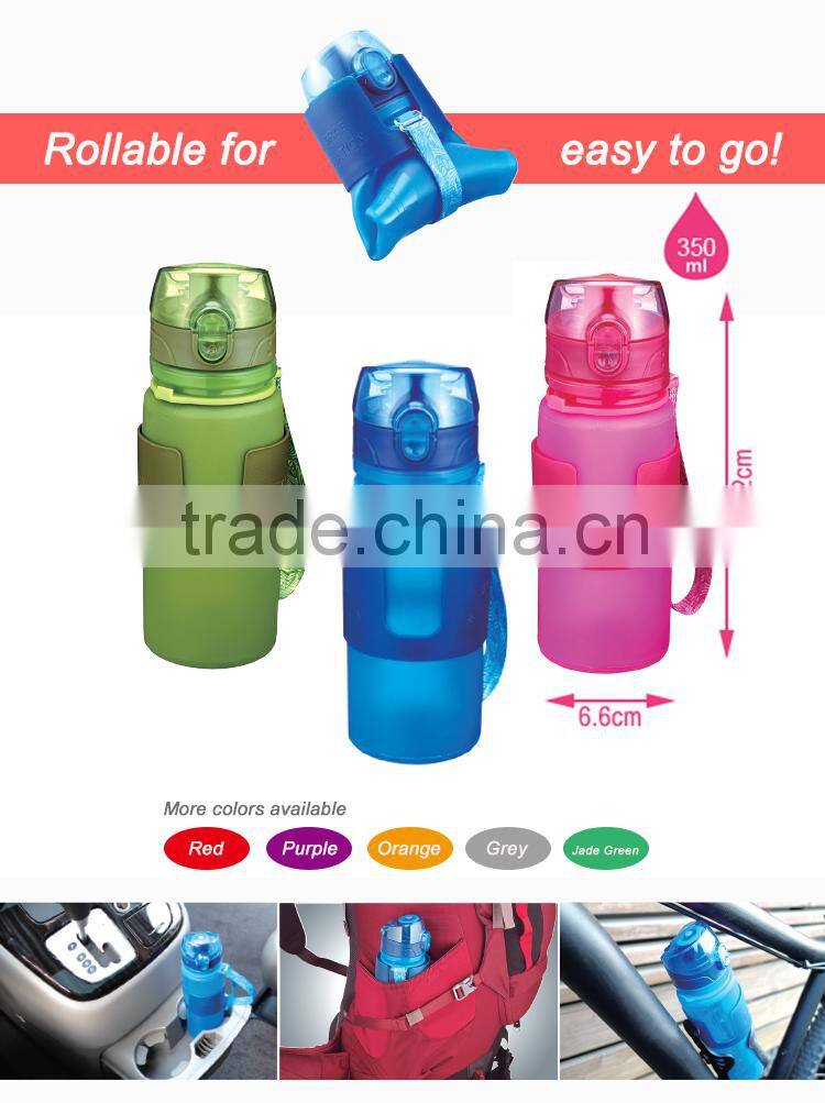 350ml school boy foldable traveling water bottle, convenient one-touch lid thermos bottle, LFGB food grade